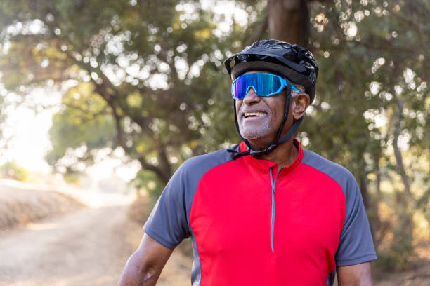istock Senior Black Man Cycling 1341120356