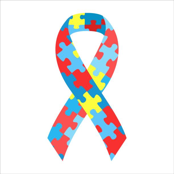 Autism awareness ribbon Autism awareness ribbon. Symbol of support and solidarity. Design vector element isolated on white background autism stock illustrations