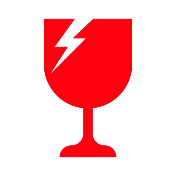 Vector illustration of broken glass red for fragile symbol, broken glass icon