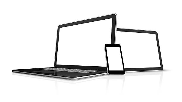 computer portatile, telefono cellulare e pc tavoletta digitale - tactile tablet computer foto e immagini stock