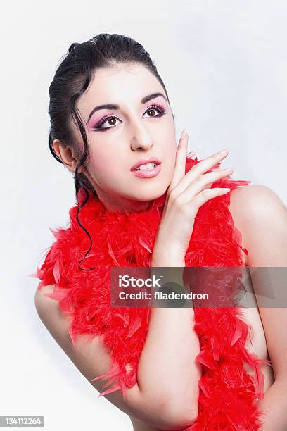 Sexy Woman With Red Feather Stock Photo - Download Image Now - Adult, Beautiful People, Beautiful Woman