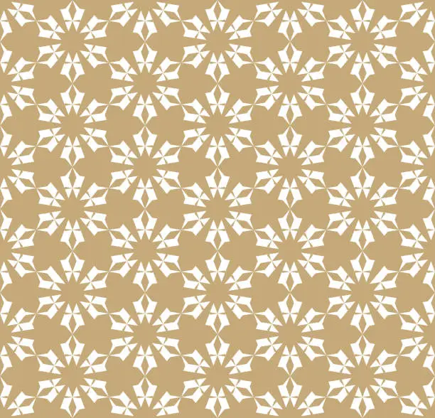 Vector illustration of Vector golden floral seamless pattern. Luxury geometric background with flowers