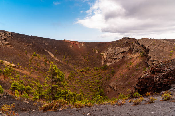 cratere vulcanico. vulcano san antonio a fuencaliente, la palma - travel la palma canary islands san antonio foto e immagini stock