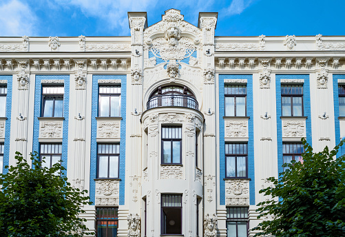 Riga, Latvia, an Art Nouveau style palace in the old town