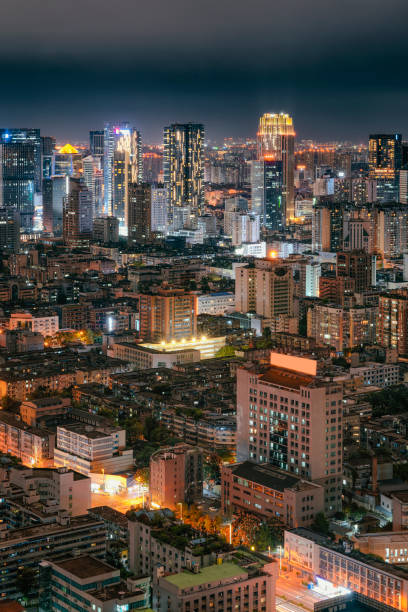 istock Flourishing night lights and dense modern tall buildings 1341127890