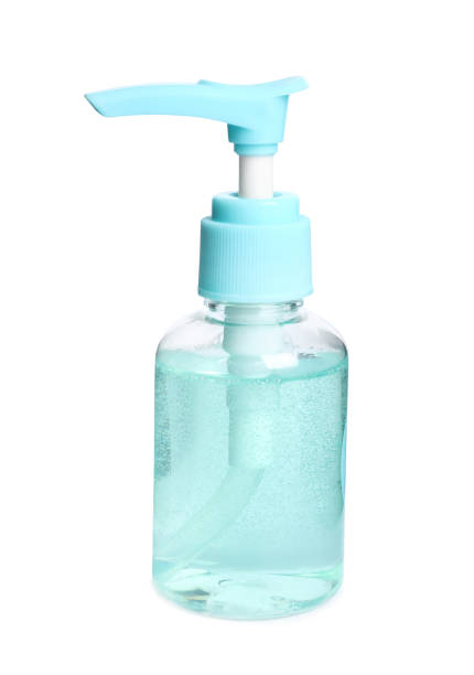 istock Dispenser bottle with antiseptic gel isolated on white 1341128150
