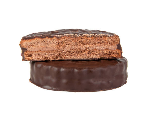 istock Chocolate sandwich cookies isolated on the white 1341138681