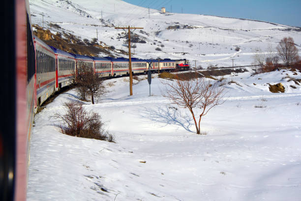 istock Train travelling from Ankara to Kars in Turkey, East Express 1341141859