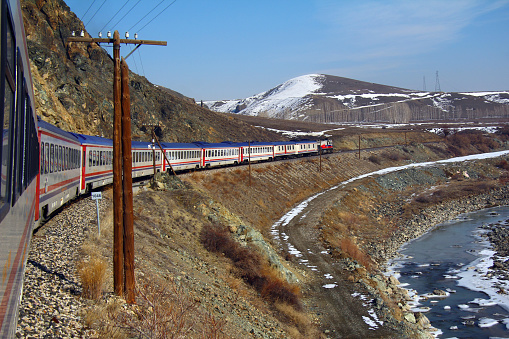 Train travelling from Ankara to Kars in Turkey, East Express