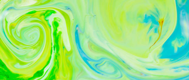 istock Green fluid art background. Liquid abstract pattern with UFO green. Marble texture of liquid surface. Fluid art 1341141873
