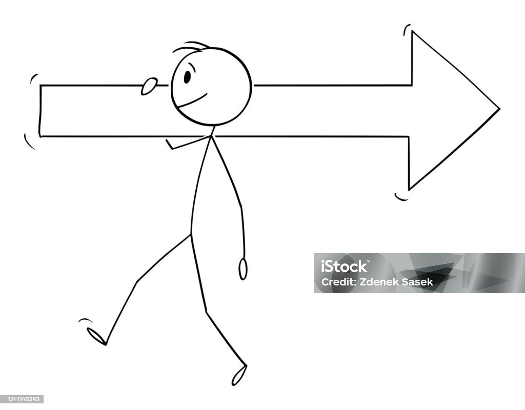 Người Đi Bộ Mang Mũi Tên Lớn Hình Ảnh Vẽ Hình Que Hoạt Hình Vector ...