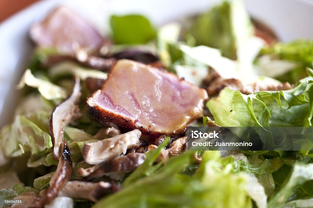 Ahi tuna and shiitake mushrooms salad Ahi tuna and shiitake mushrooms salad close up Close-up Stock Photo