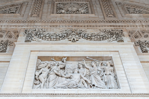 Paris : detail on Pantheon facade (outdoor)