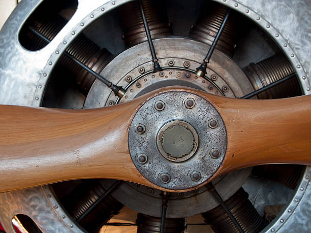 istock Vintage Airplane Engine and wooden propeller 134115248
