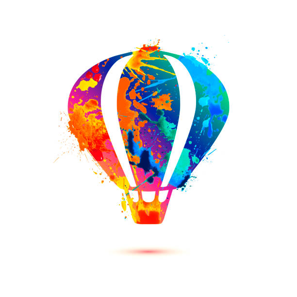 istock Air balloon icon of splash paint 1341154157