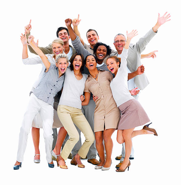 colleghi di lavoro felice divertirsi - happiness cheerful business person variation foto e immagini stock