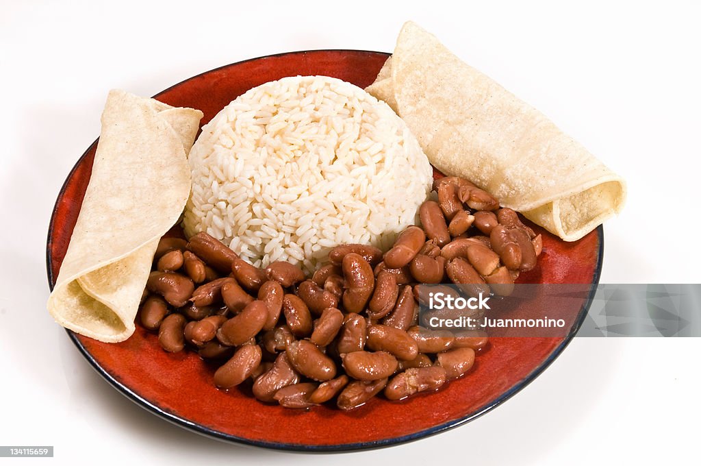 Reis und Bohnen Abendessen - Lizenzfrei Ansicht aus erhöhter Perspektive Stock-Foto