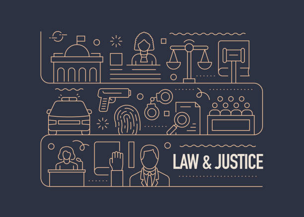Law and Justice Related Vector Banner Design Concept, Modern Line Style with Icons Law and Justice Related Vector Banner Design Concept, Modern Line Style with Icons gun violence stock illustrations