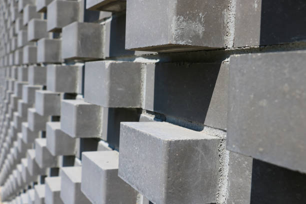 istock Texture of a gray brick fence. Background. 1341158389
