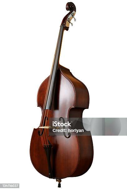 Contrabass Isolated Against A White Background Stock Photo - Download Image Now - Double Bass, Cut Out, Black Color