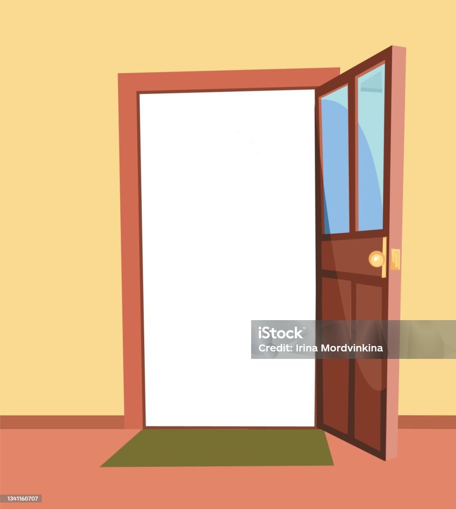Pintu Terbuka Gaya Sederhana Dan Datar Pemandangan Dari Dalam Ruangan