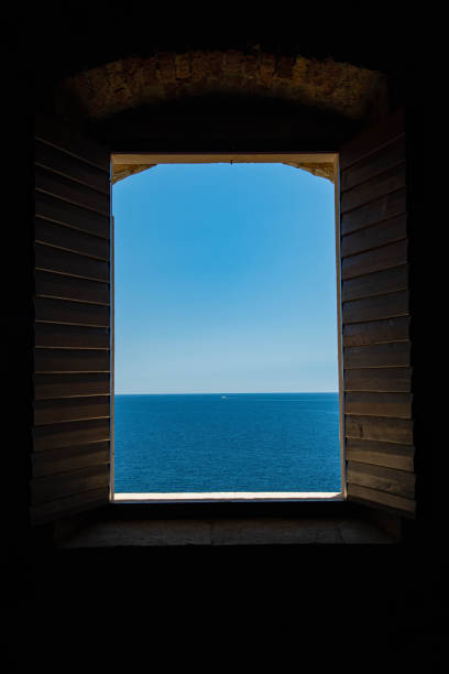 A window inside Fort Lovrijenac, (Dubrovnik) Croatia, overlooking the Adriatic Sea