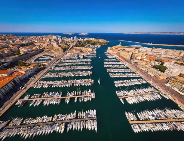 The view of Vieux-Port (Old Port) of Marseille, a port city in southern France