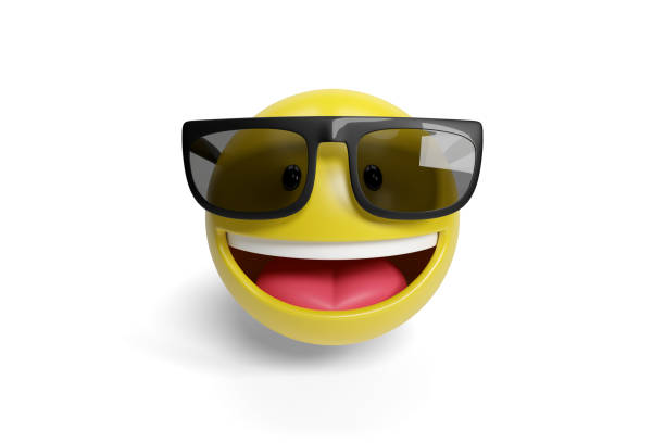 Cool emoji with sunglasses isolated on white background. 3d illustration.