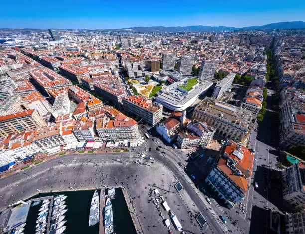 The view of Vieux-Port (Old Port) of Marseille, a port city in southern France