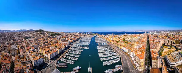 The view of Vieux-Port (Old Port) of Marseille, a port city in southern France