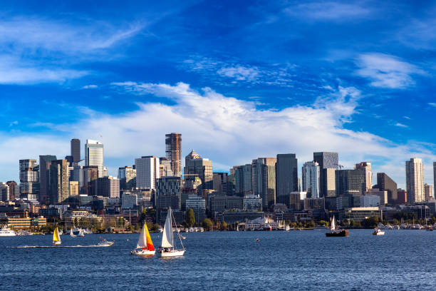 istock Seattle cityscape at Lake Union 1341174393