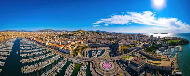 The view of Vieux-Port (Old Port) of Marseille, a port city in southern France