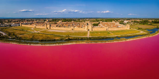 The medieval city of Aigues-Mortes, a commune in the Gard department in France stock photo