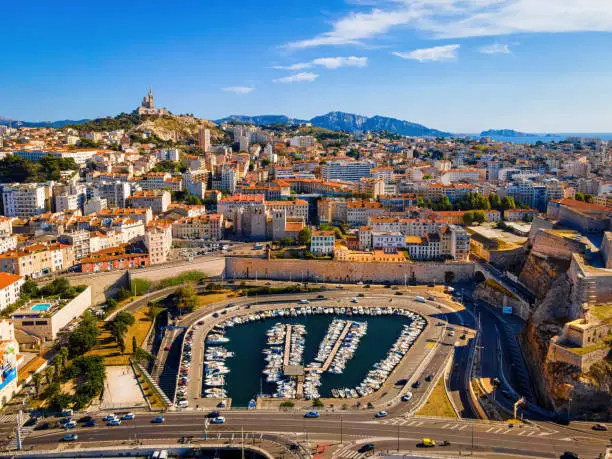 The view of Vieux-Port (Old Port) of Marseille, a port city in southern France