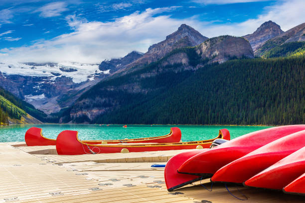 istock Canoes on Lake Louise, Banff 1341175337