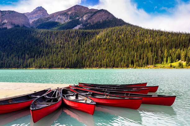 istock Canoes on Lake Louise, Banff 1341175345