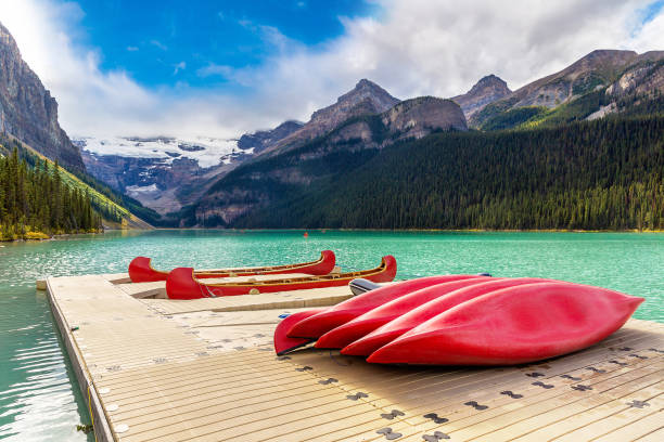 istock Canoes on Lake Louise, Banff 1341175361
