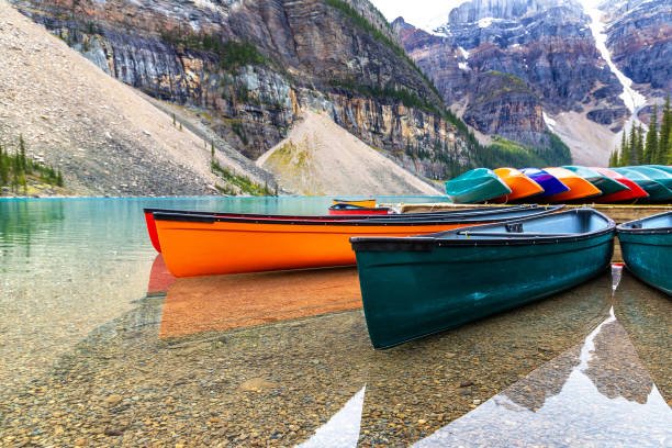 istock Canoes on Lake Moraine, Banff 1341175385