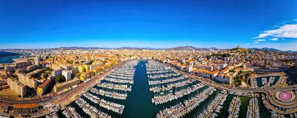 The view of Vieux-Port (Old Port) of Marseille, a port city in southern France