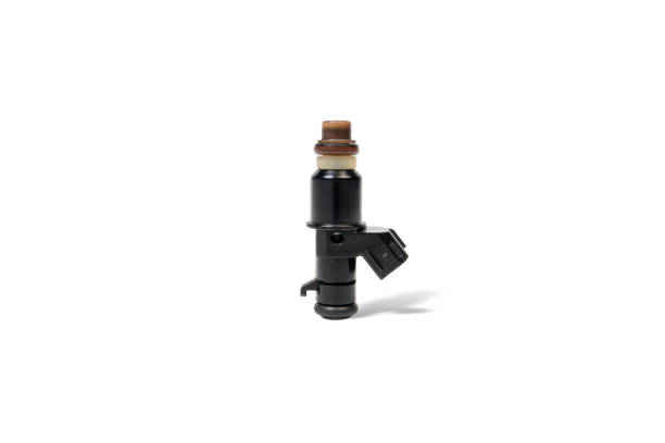 istock Old Gasoline injector part for car in engine system in white background 1341176139