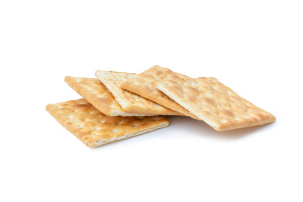 istock Close up healthy whole wheat cracker Stacked on white background for Used to be an element of the image 1341176272