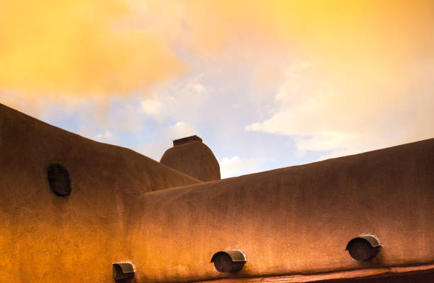 Santa Fe, NM: Old Adobe House Exterior Detail Chimney