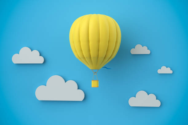 istock hot air balloon with cloud on blue sky 1341178241