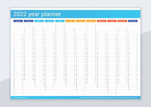 ilustrações de stock, clip art, desenhos animados e ícones de 2022 year planner calendar. desk calender organizer. vector illustration. - mundial 2022