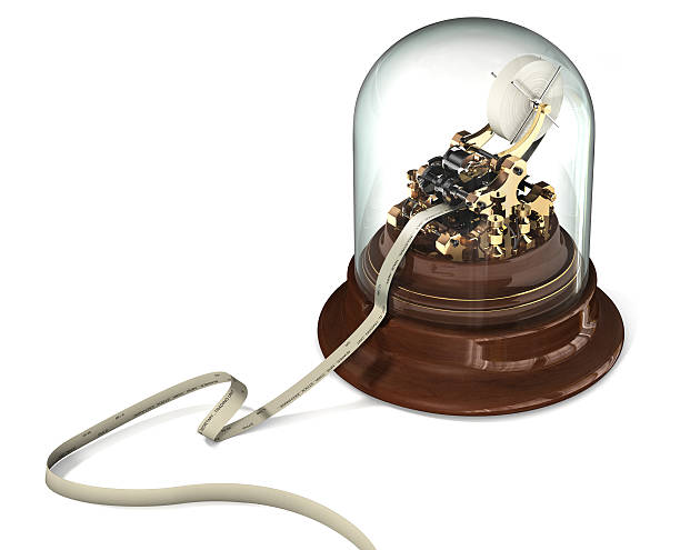 Retro ticker tape machine on a white background