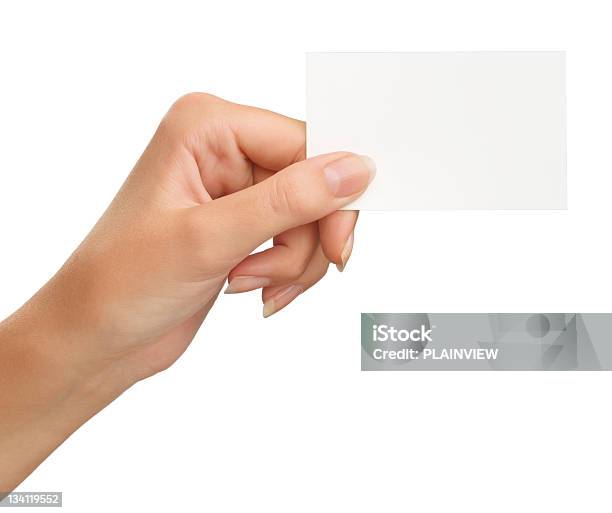 Foto de Cartão Em Branco Em Uma Mão e mais fotos de stock de Branco - Branco, Cartão de Negócios, Comprar