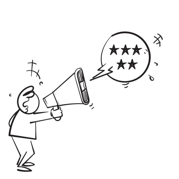 istock hand drawn doodle human holding 5 star rating review feedback icon illustration isolated 1341197162