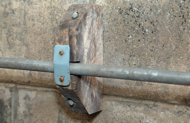 istock Pipe bracket made of wood 1341197426
