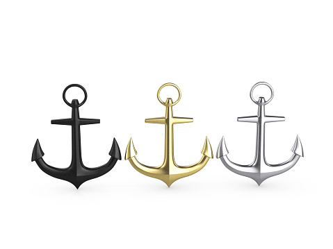 Anchors on a white background. 3d illustration.