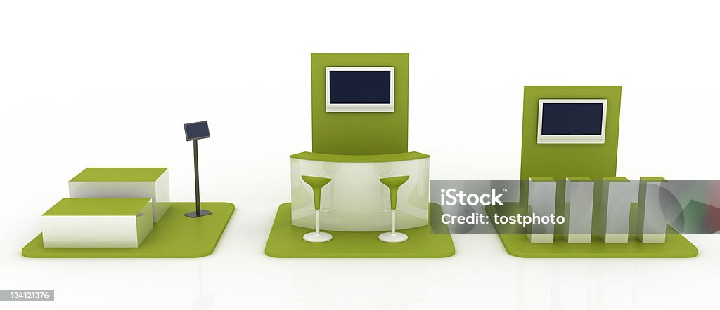 Tre moduli di supporto per il commercio (vista anteriore - Foto stock royalty-free di Chiosco